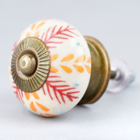 Red Leaf Ceramic Floral Dresser Knob Online