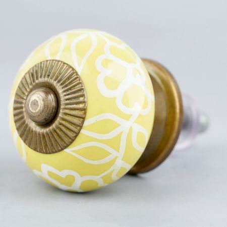 Yellow Leaf Ceramic Floral Drawer Knob Online