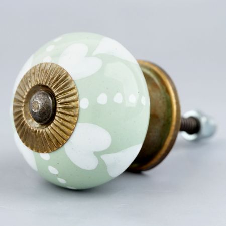 Sage Green White Hearted Ceramic Dresser Knobs Online