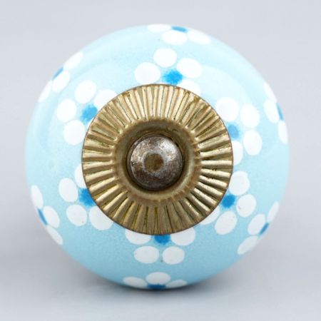 Turquoise Tiny Flowers Ceramic Knobs Online