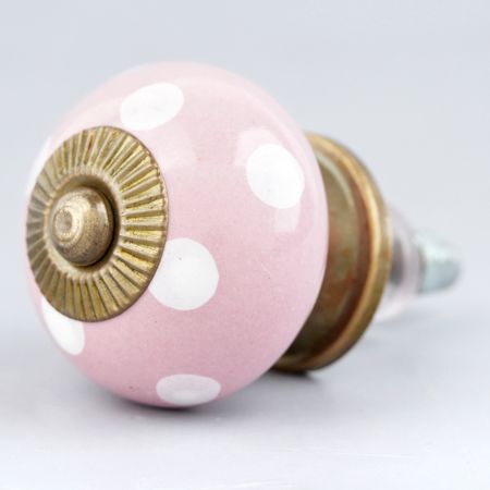 Pink Polka Dotted Small Ceramic Cabinet Knobs