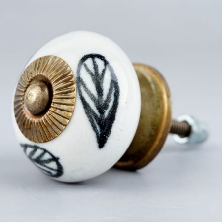 White Ceramic Floral Dresser Knob