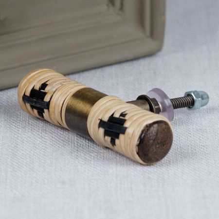 Brown and Black Rattan T Bar Dresser Knobs