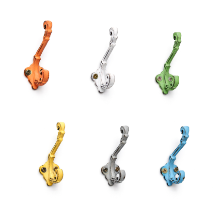 6 Pieces Multicolor Double Prong Iron Decorative Wall Hooks
