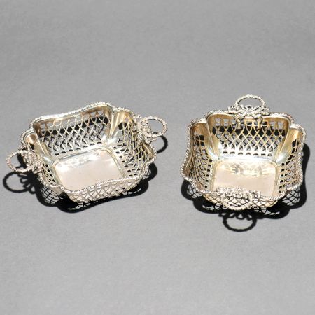 Vintage Mappin & Webb Ltd. Sterling Silver Pierced Baskets in Pair