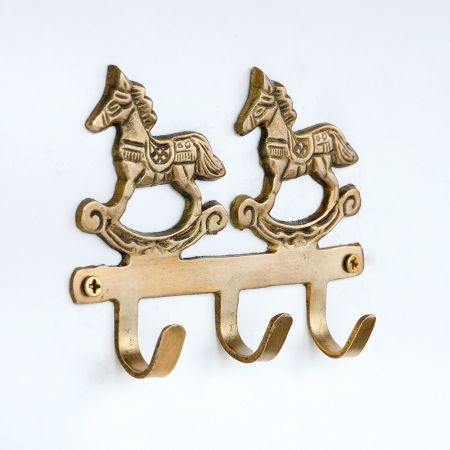 Running Two Horse Brass Wall Hook | Decorative Antique Finish Wall Hanger