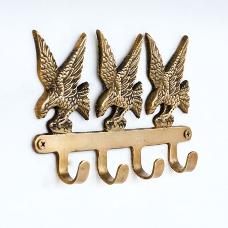 Golden Brass Eagle Wall Hook – Decorative Key & Coat Holder