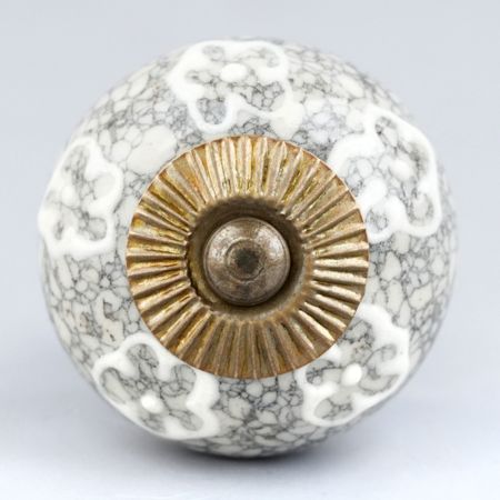 White Floral Crackle Cabinet Ceramic Knob