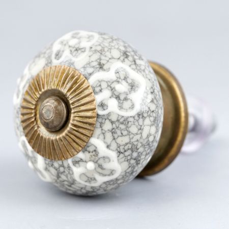 White Floral Crackle Cabinet Ceramic Knob