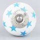White Blue Star Cabinet Knob