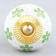 Pea  Green Floral Crackle Ceramic Dresser Knob