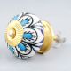 Handpainted Turquoise Floral Ceramic Knob