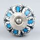 Handpainted Turquoise Floral Ceramic Knob