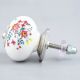 White Floral Leafy Painted Knob