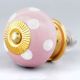 Pink Polka Dotted Small Ceramic Cabinet Knobs