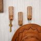 Wooden Brown White Pattern Adhesive Hook - Pack of 3