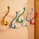 6 Pieces Multicolor Double Prong Iron Decorative Wall Hooks