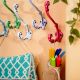 6 Pieces Multicolor Double Prong Iron Decorative Wall Hooks