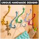 6 Pieces Multicolor Double Prong Iron Decorative Wall Hooks