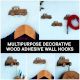 Natural Wooden Adhesive Car Design Wall Hooks-3 Pieces