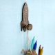Natural Wooden Adhesive Rocket Shape Coat Wall Hook-Pack of 3