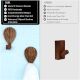 Wooden Adhesive Hot Air Balloon Shape Wall Hooks-3 Pieces
