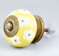 Yellow Floral Ceramic Knob