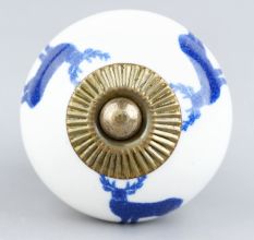 Blue Standing Rein Deer Pattern Ceramic Dresser Knob