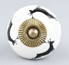 Black Running Rein Deer Pattern Ceramic Dresser Knob Online