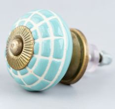 Sea Green Spider Net Etched  Ceramic Drawer Knobs