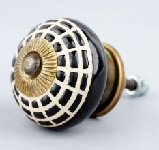 Black Spider Net Etched Ceramic Cabinet Knobs