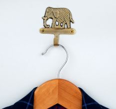Handcrafted Brass Elephant Wall Hook | Decorative Key & Coat Hanger