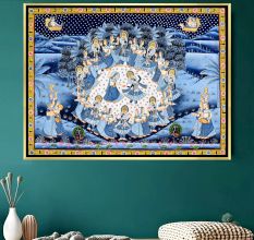 Krishna Raas Circle Pichwai Night Scene Painting