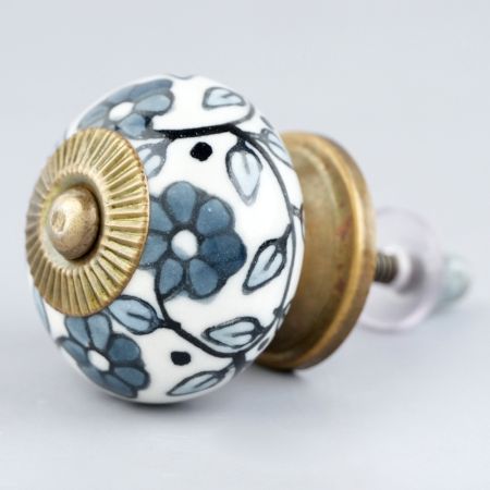 Grey Tiny Flower Cabinet Knob