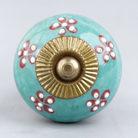 Turquoise Tiny Flower Cabinet Knob