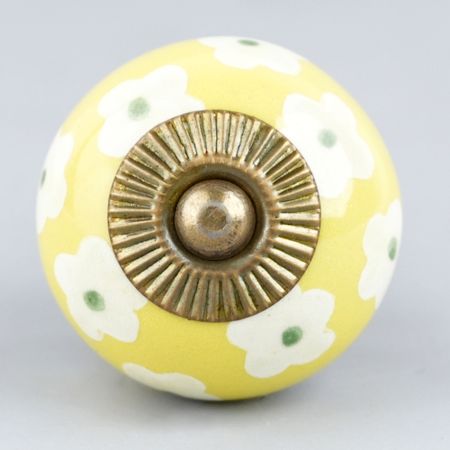Yellow Floral Ceramic Knob