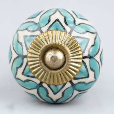 Sea Green Flower Ceramic Knob