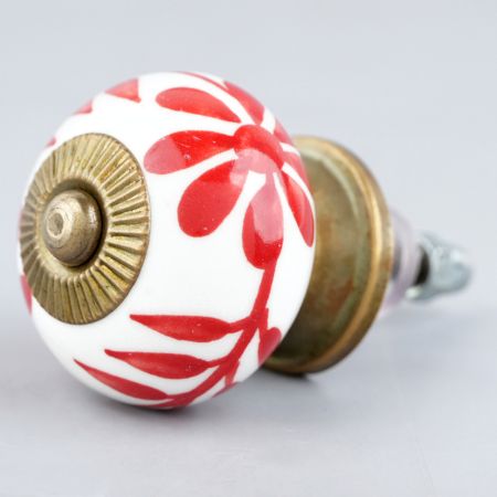 Cream With   Red Flower Knob