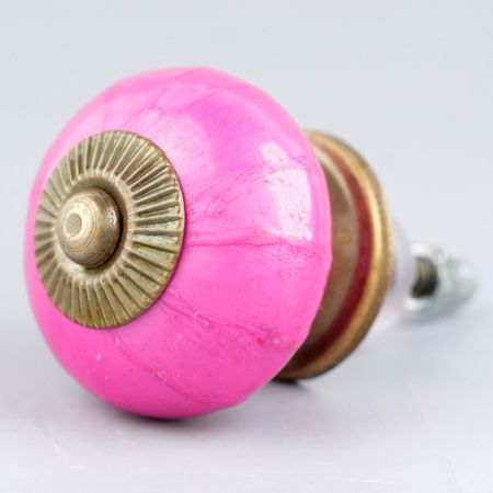 Solid Dark Neon Pink Ceramic Drawer Knob