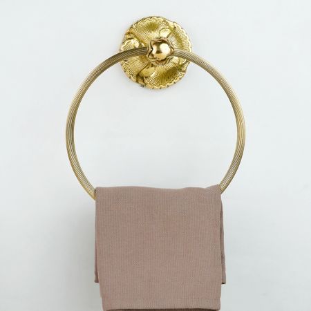 Bronze Brass Floral Base Bathroom Hardware Accessories Set of 4