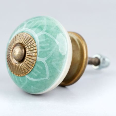 Olive Green Flower Dresser Knob