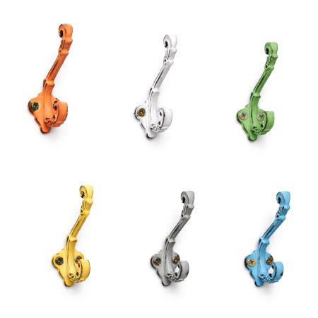 6 Pieces Multicolor Double Prong Iron Decorative Wall Hooks