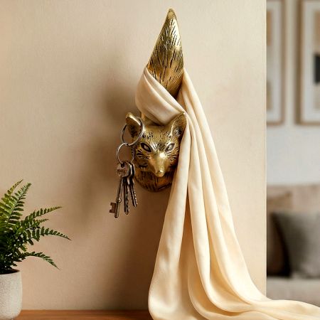 Handmade Antique Golden Fox Design Aluminium Wall Hook
