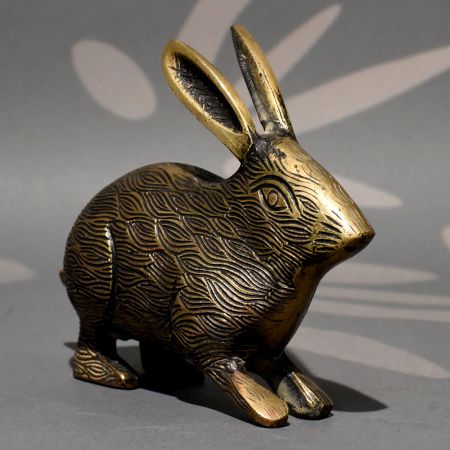 Handcrafted Brass Rabbit Sculpture Antique Finish