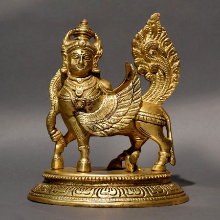 Handmade Brass Kamadhenu Statue Sacred Cow With Calf Hindu Religious Idol