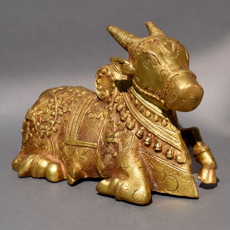 Ornate Nandi Bull Idol Handcrafted Brass
