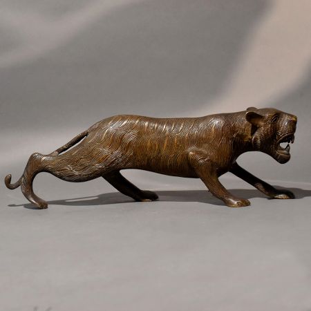 Roaring Tiger Sculpture Handcrafted Brass Decor
