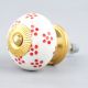 White Red Dotted Ceramic Knob