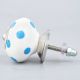 White Blue Polka Dots Ceramic Drawer Knob