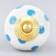 White Blue Polka Dots Ceramic Drawer Knob
